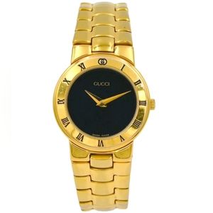 GUCCI VINTAGE LADIES 3300.2.L QUARTZ WRISTWATCH GOLD PLATED STAINLESS STEEL